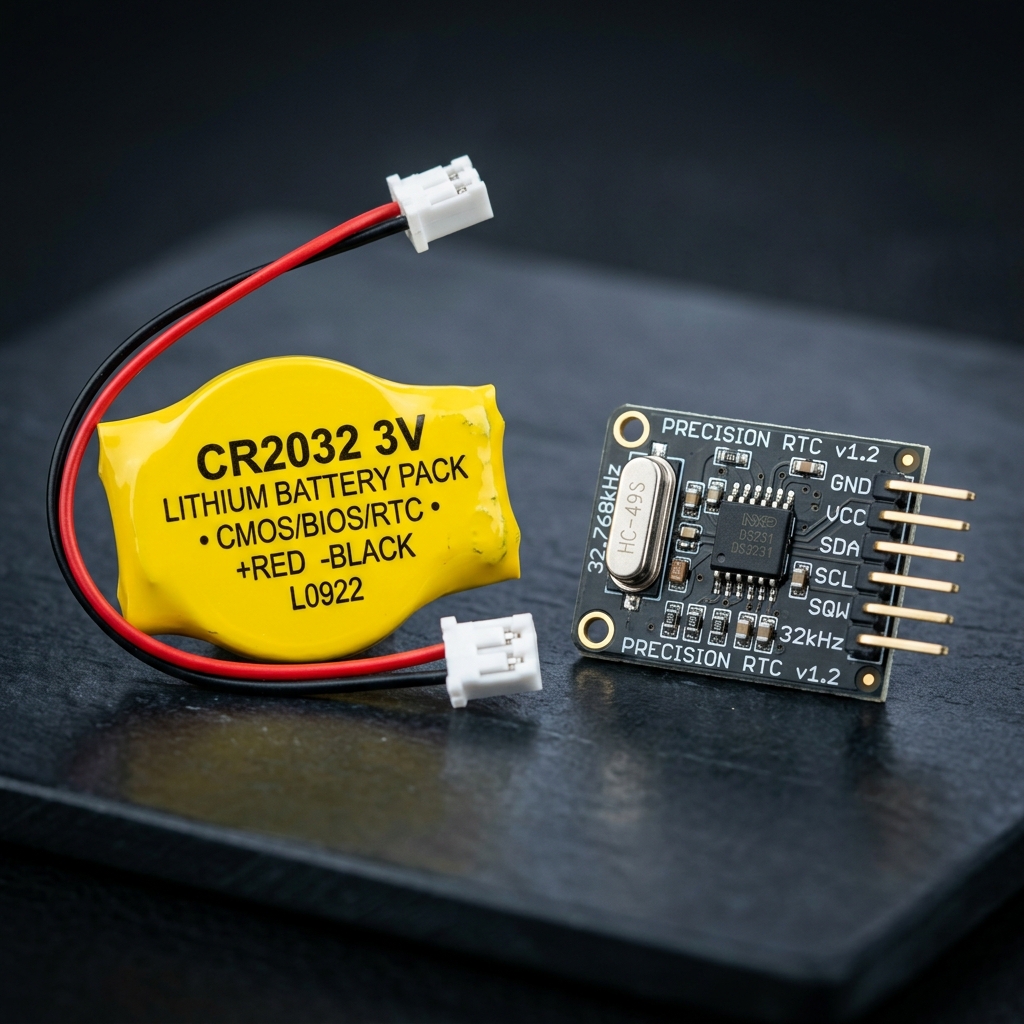 CR2032 3V Lithium CMOS Battery with 2-Pin Cable & RTC Module